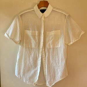 Modern Citizen cream rolled-sleeve cotton silk button oxford shirt, XS women’s